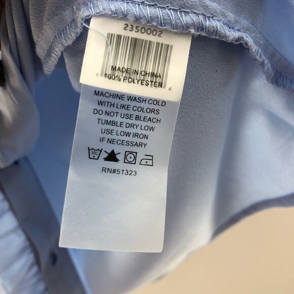 Riley & Rae baby Blue Stand Collar Ruffle trim button up Blouse Medium - Picture 7 of 9